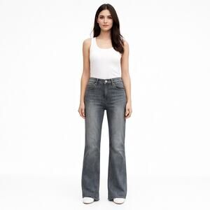 Express cropped Flate Highrise black grey jeans raw hem stretch size 6 Classic